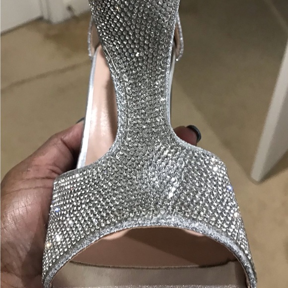 Sparkly silver rhinestone block heels - Picture 7 of 14